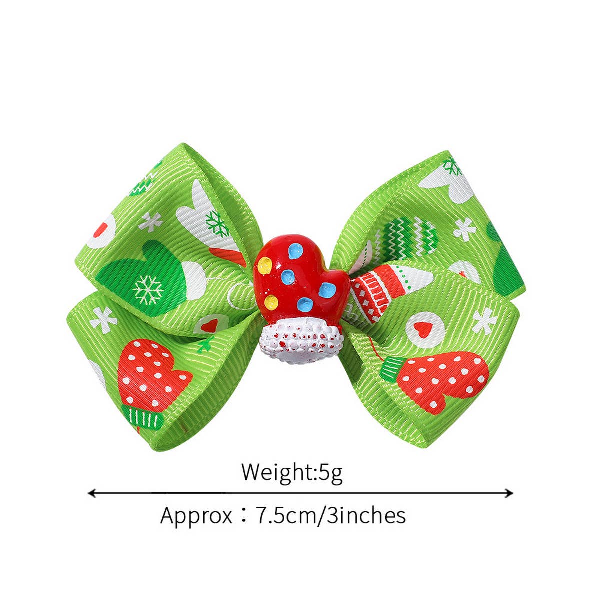 CHILDREN'S SANTA CLAUS PRINTED BOW HAIRPIN