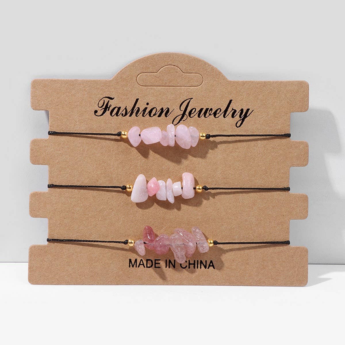 CRUSHED STONE TRIO BRAIDED BRACELET