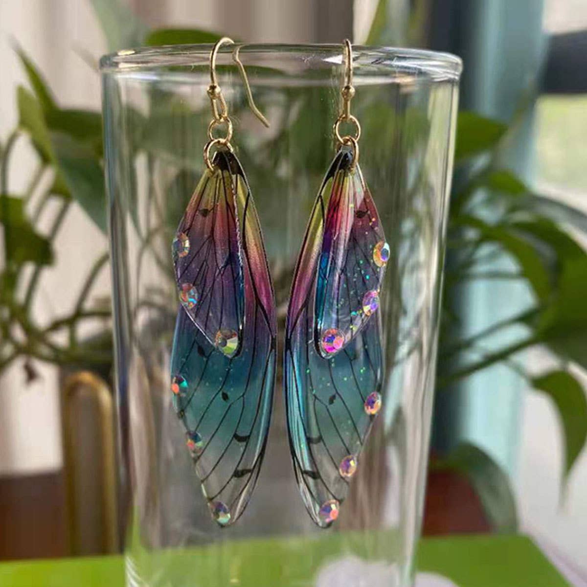 S925 Silver Cicada Wing Wing Butterfly Earrings