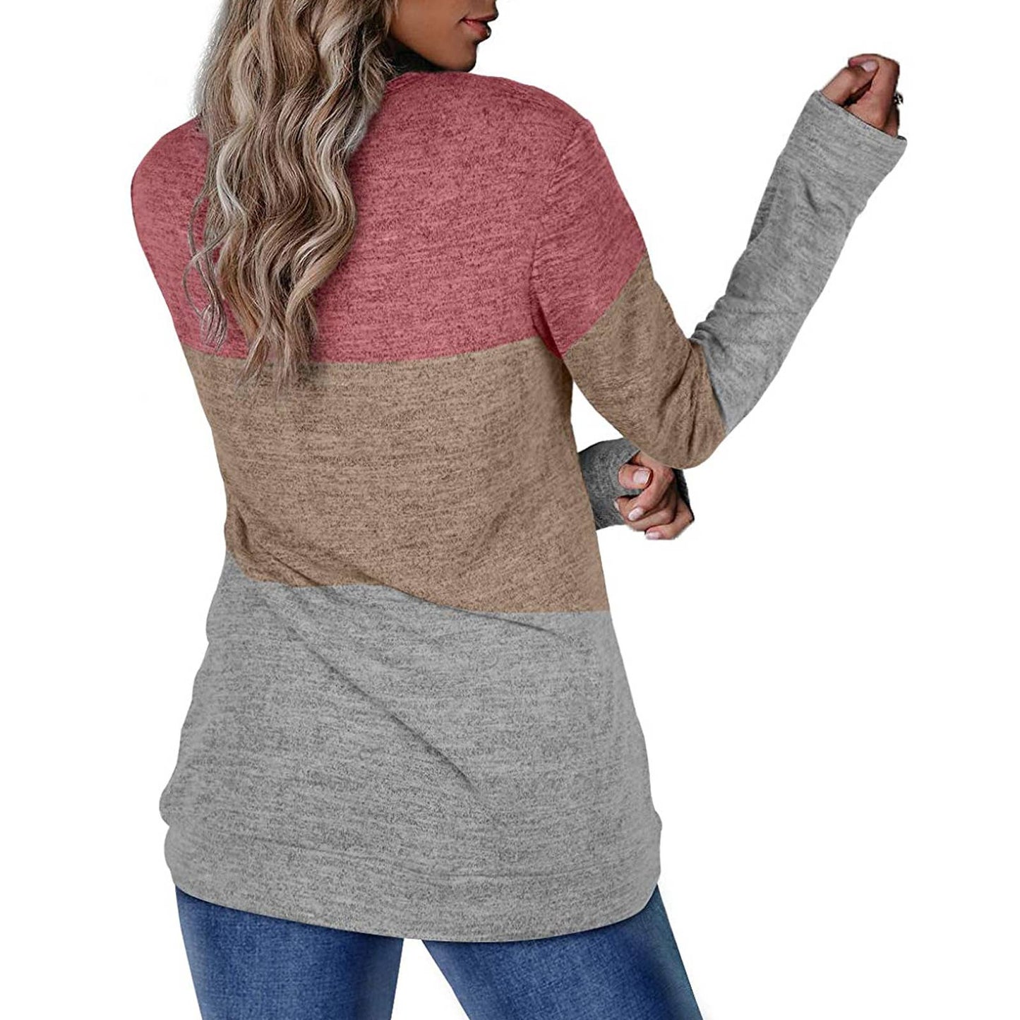 WOMEN'S CREW NECK PULLOVER MATCHING COLOR HOODIE