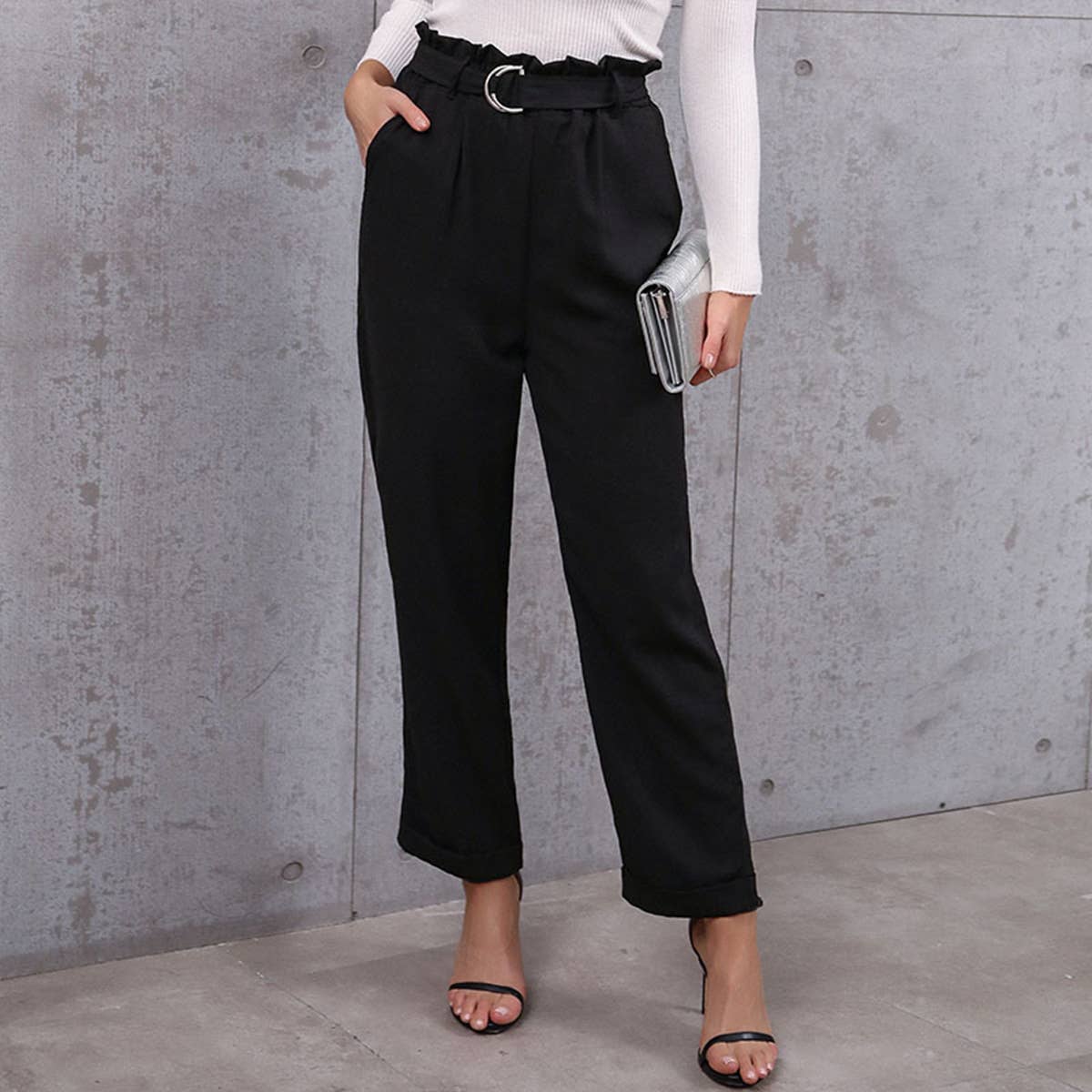 LACEUP CROPPED PROFESSIONAL ELASTIC-WAISTED PANTS