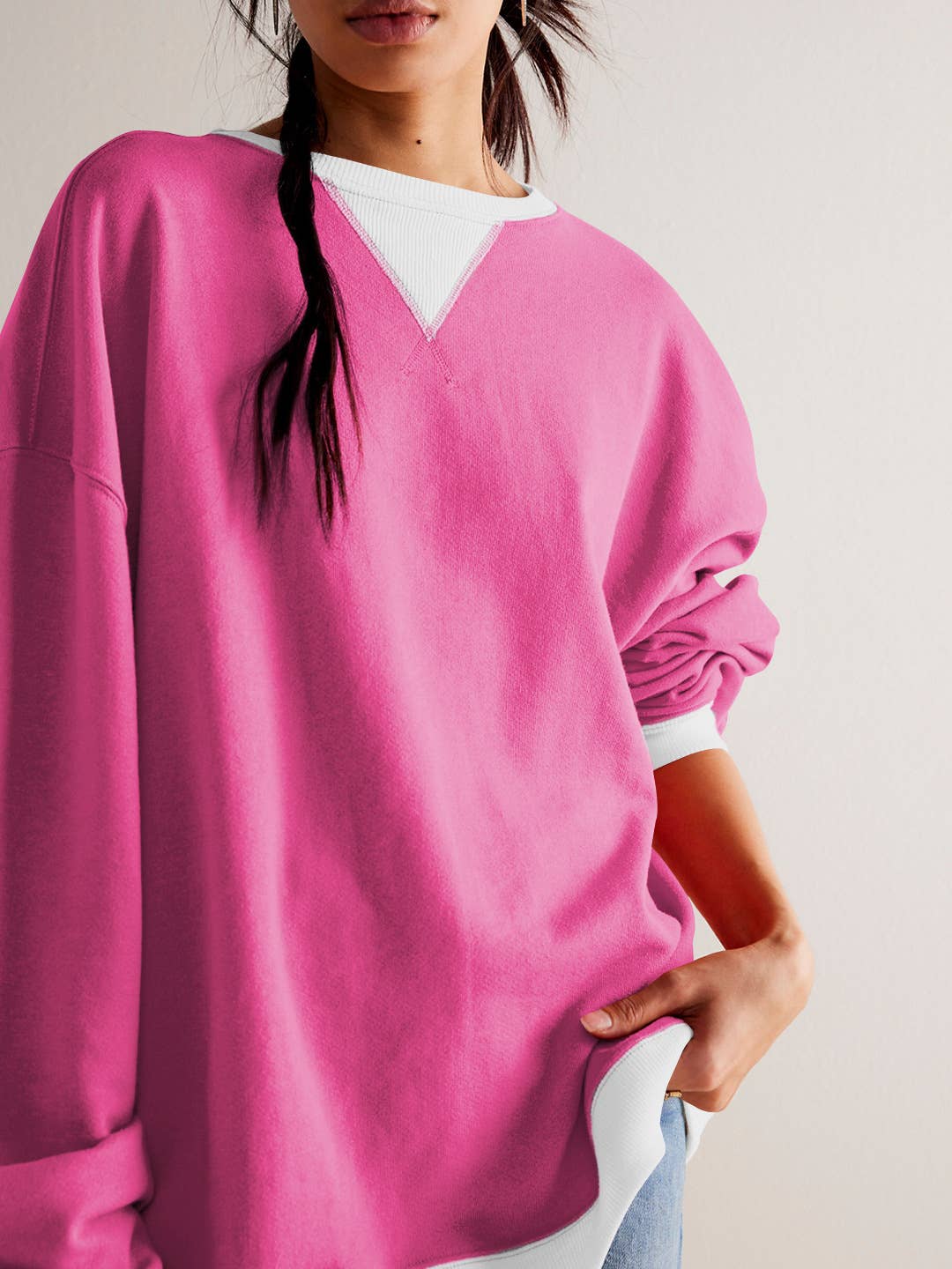 STREET STYLE COLOR COUNTER LONG SLEEVE HOODIE