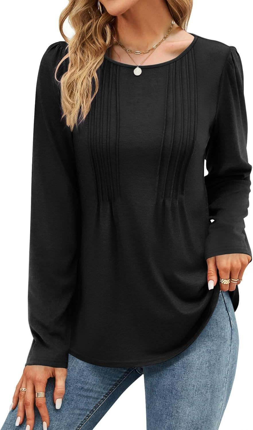 WEAR A SOLID COLOR CREW NECK LONG SLEEVE T-SHIRT