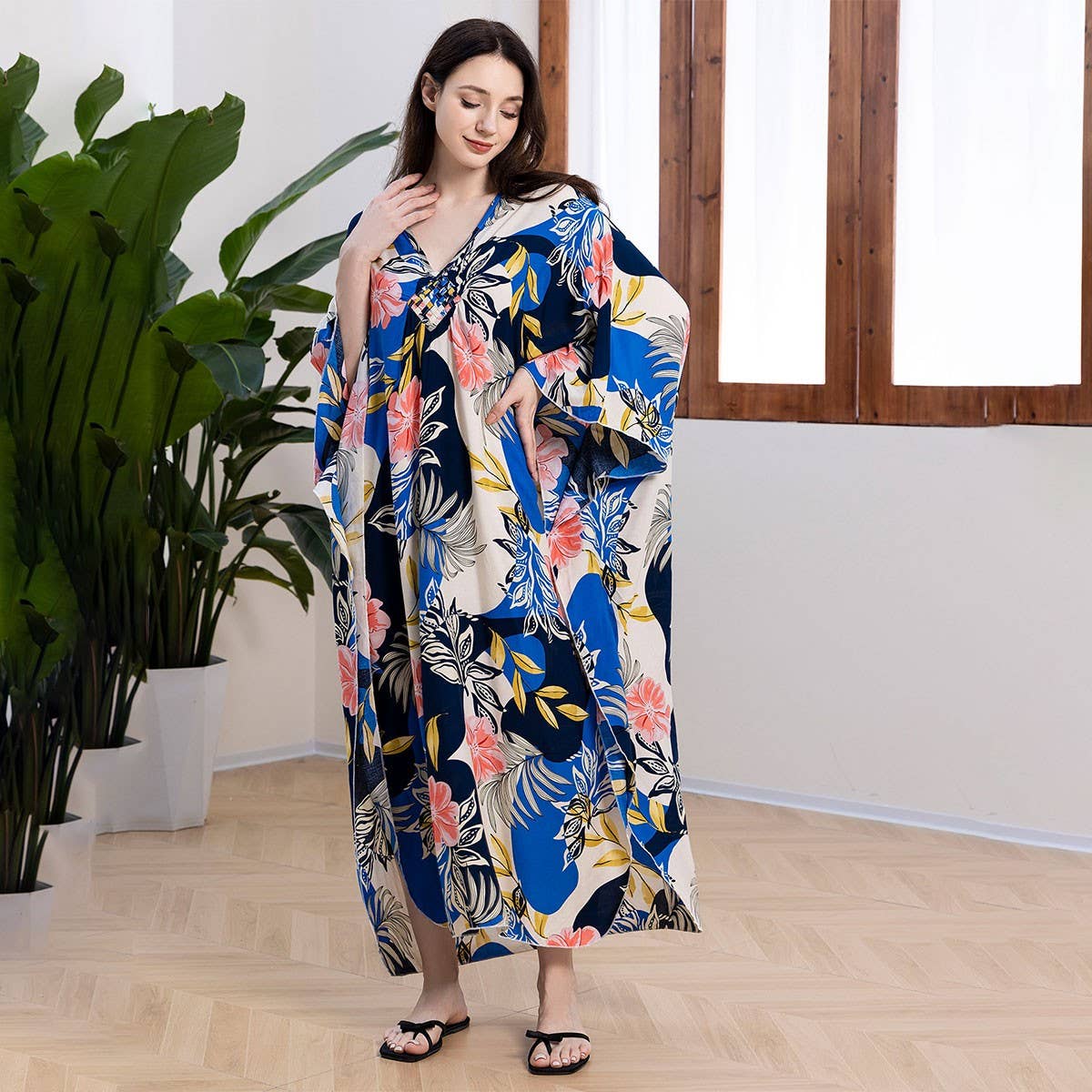Rayon Printed Oversized Caftan Beach Dress_CWMM6211