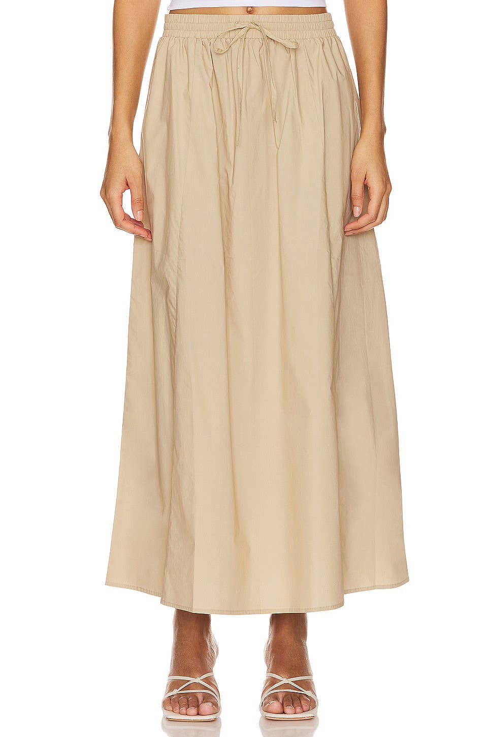 COTTON HIGH-WAISTED SLIT SOLID COLOR DRESS