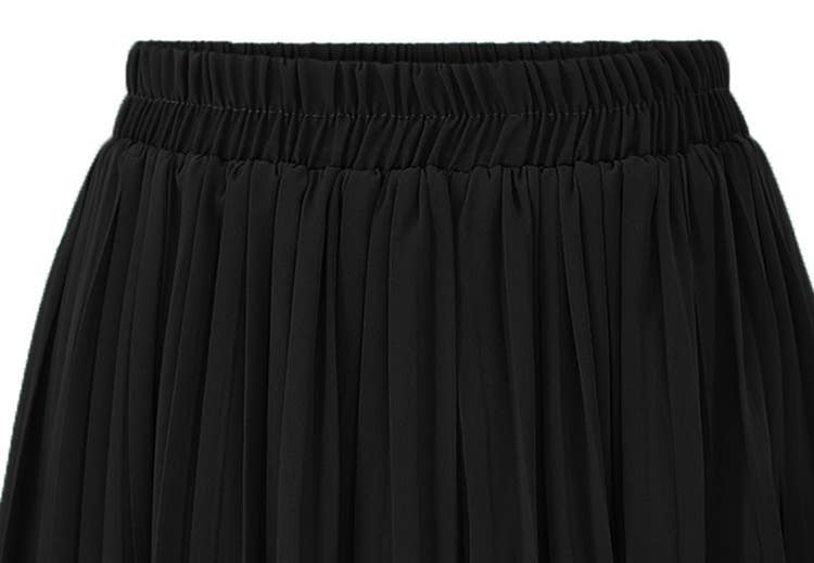 PLUS-SIZE PLEATED CHIFFON WIDE-LEG PANTS