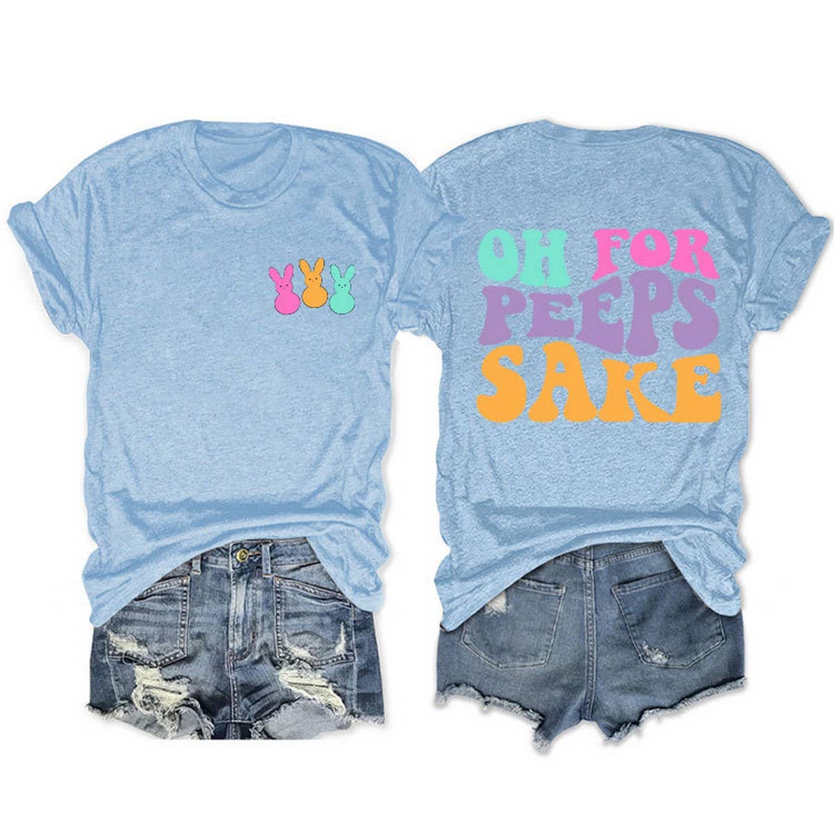 EASTER ALPHABET PRINT ROUND NECK SHORT SLEEVE TEES_CWTTS0809