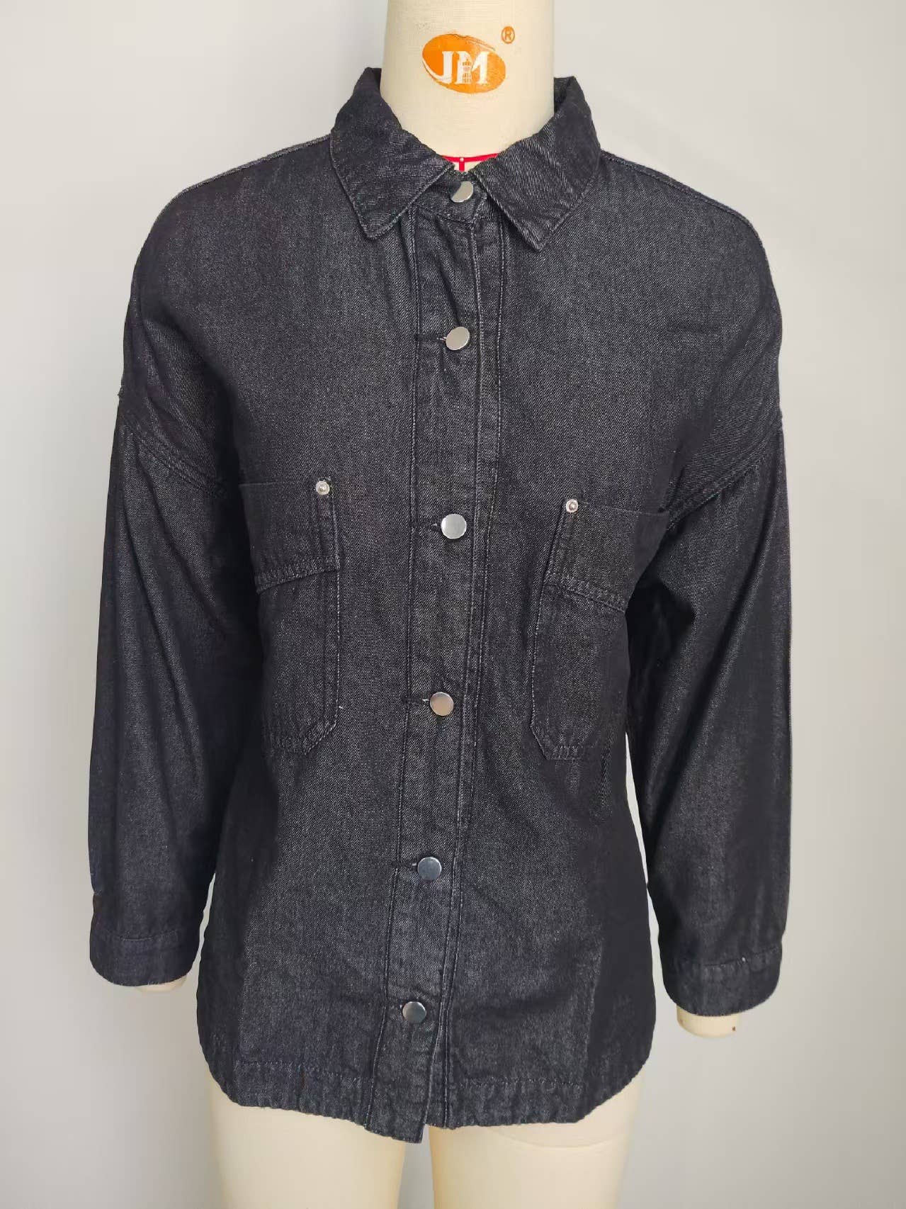 Washed vintage loose casual split denim shirt