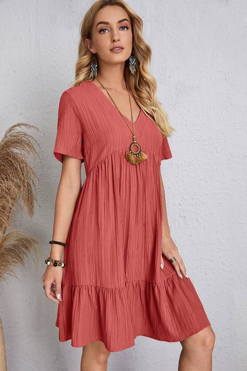 CWDSD8232_SUMMER LOOSE CASUAL SHORT-SLEEVED DRESS