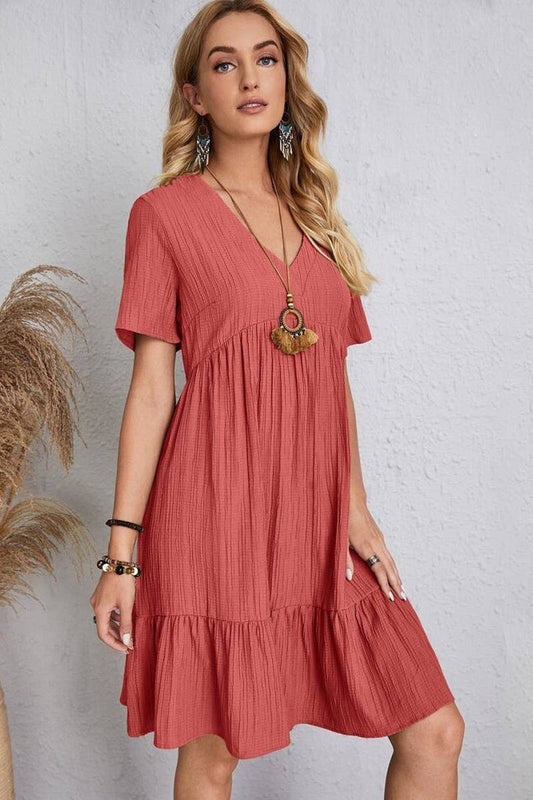 CWDSD8232_SUMMER LOOSE CASUAL SHORT-SLEEVED DRESS