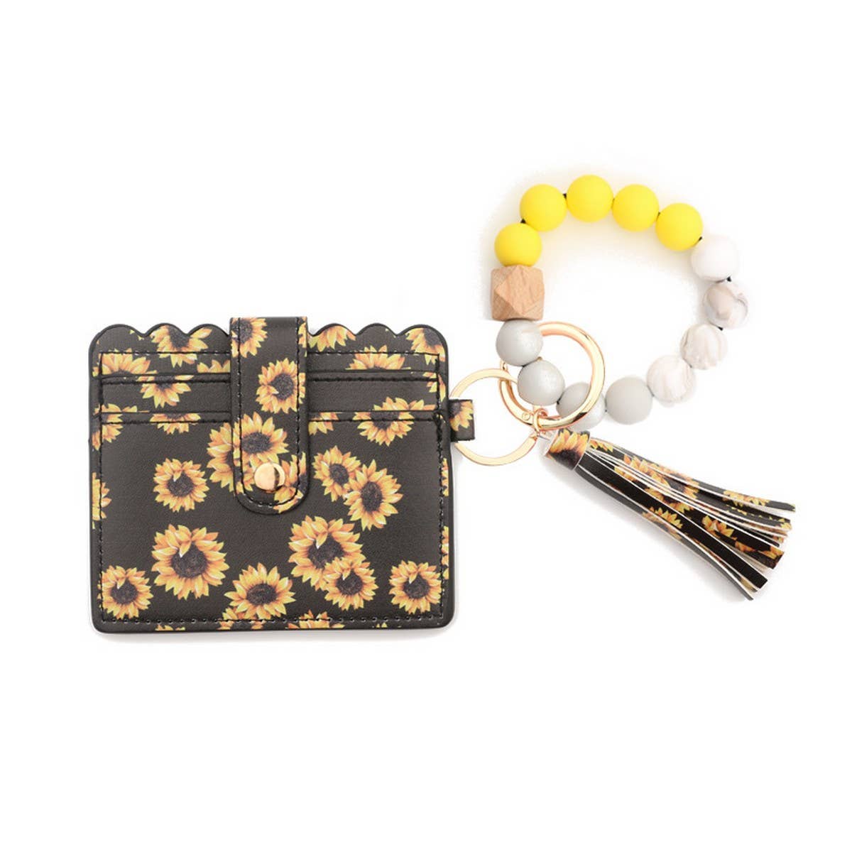Leopard Print PU Wallet with Beaded Keychain_CWAB4931
