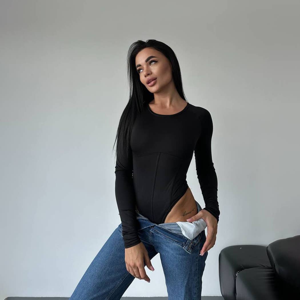 Sexy tight long-sleeved base jumpsuit