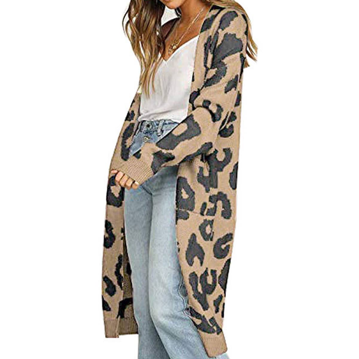 FASHION LEOPARD JACQUARD BUTTON-DOWN CARDIGAN