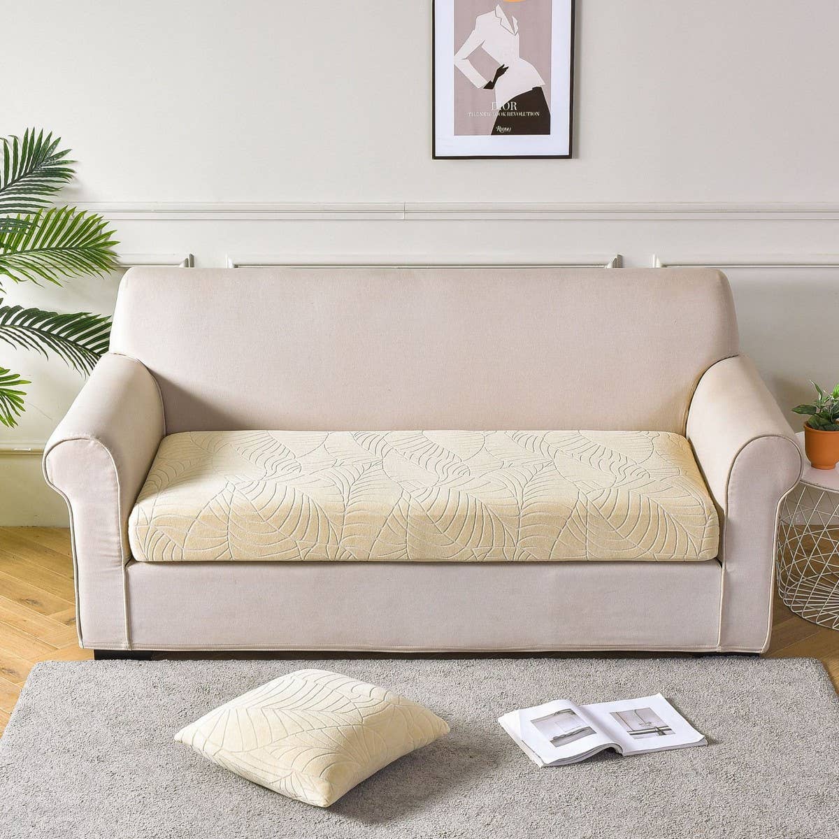 Waterproof Stretch Sofa Cover Solid Jacquard