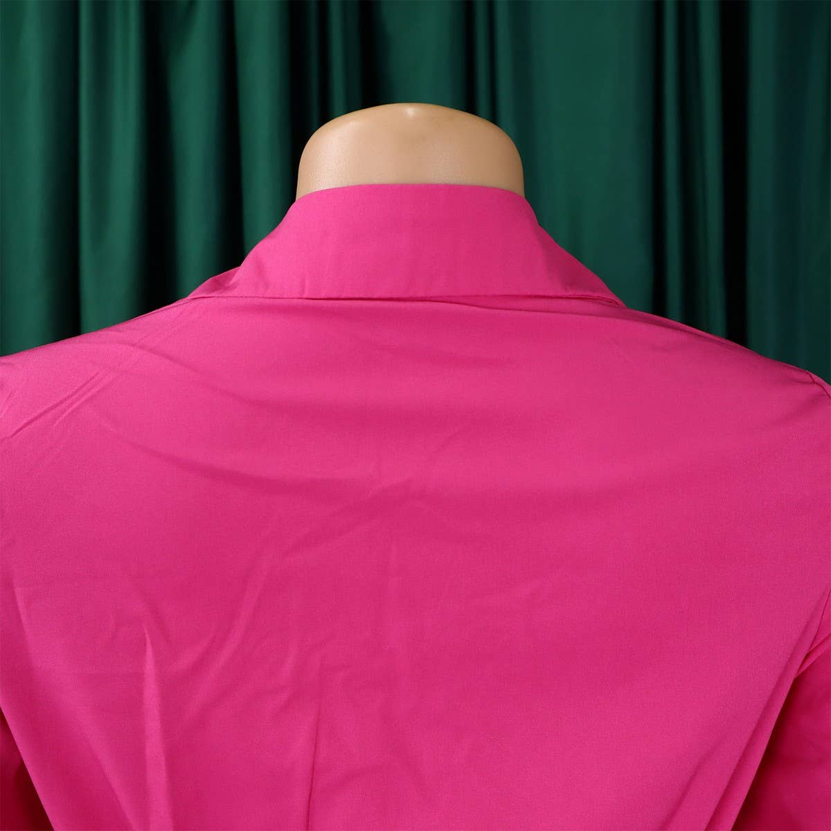 ELEGANT LAPEL SOLID COLOR WIDE HEM PLEATED DRESS