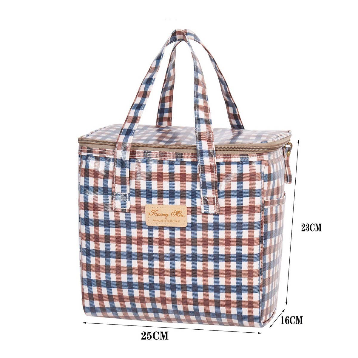 CHECKERED BENTO BAG LARGE CAPACITY CARRYING BAG_CWAB1728