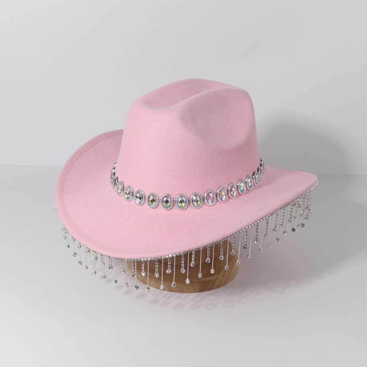 Rhinestone Fringe Western Cowboy Fedora Hat_CWAH3631