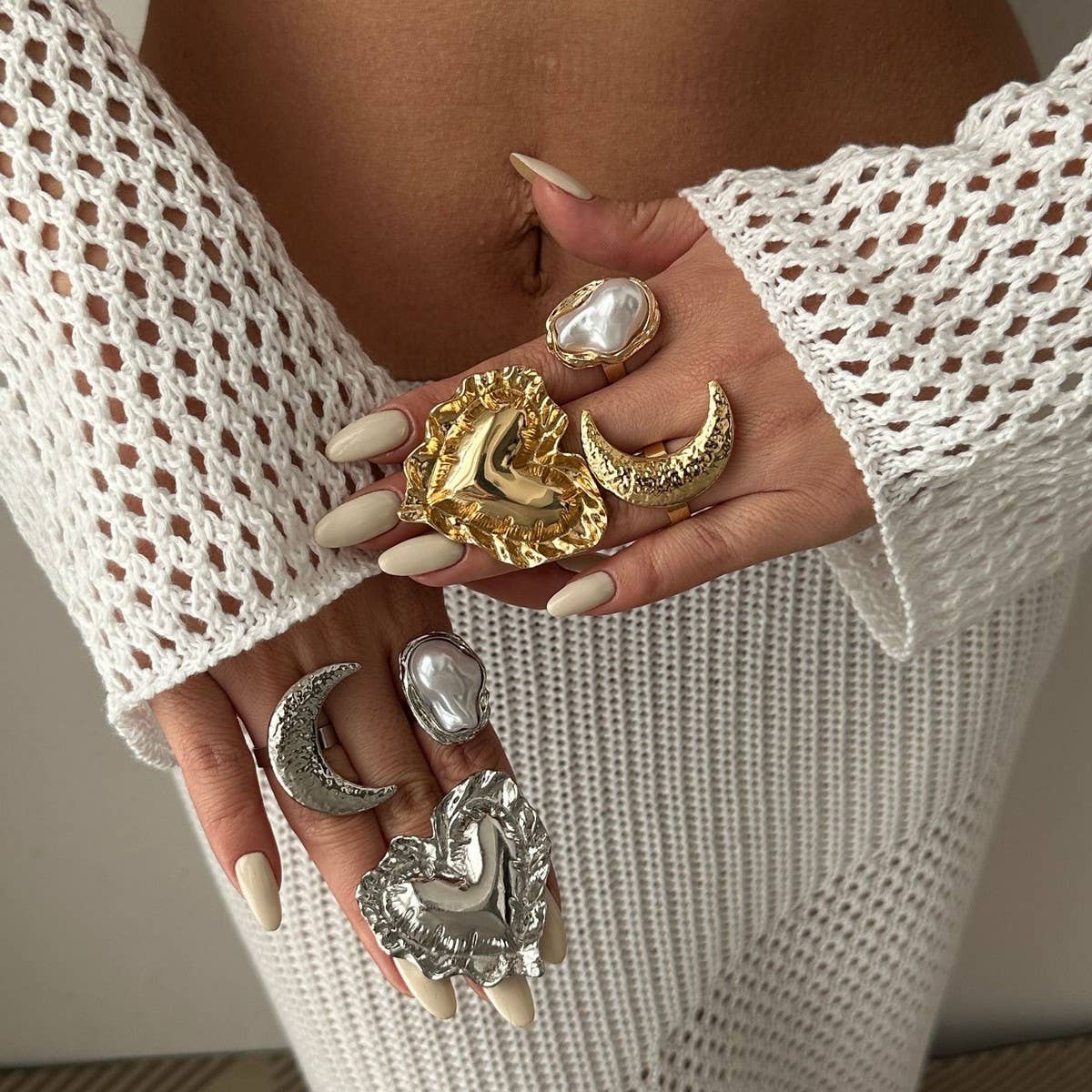 NEW WRINKLED THREE-DIMENSIONAL LOVE ALLOY RING_CWMM3241