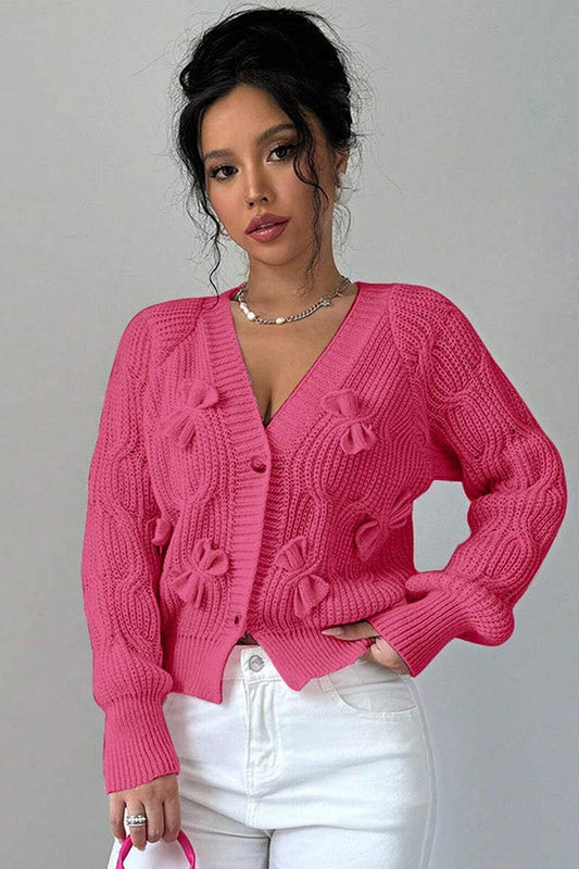 CWOCAL00687_SOLID LONG SLEEVE BOW KNIT CARDIGAN