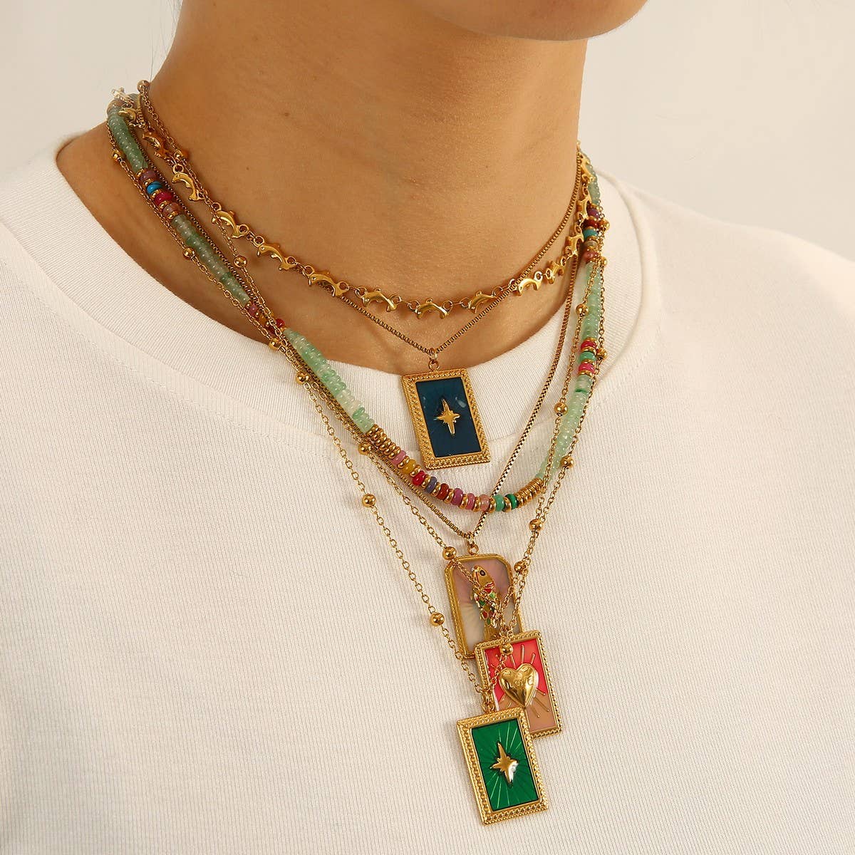 Vintage Style Steel Necklace with Heart Pendant