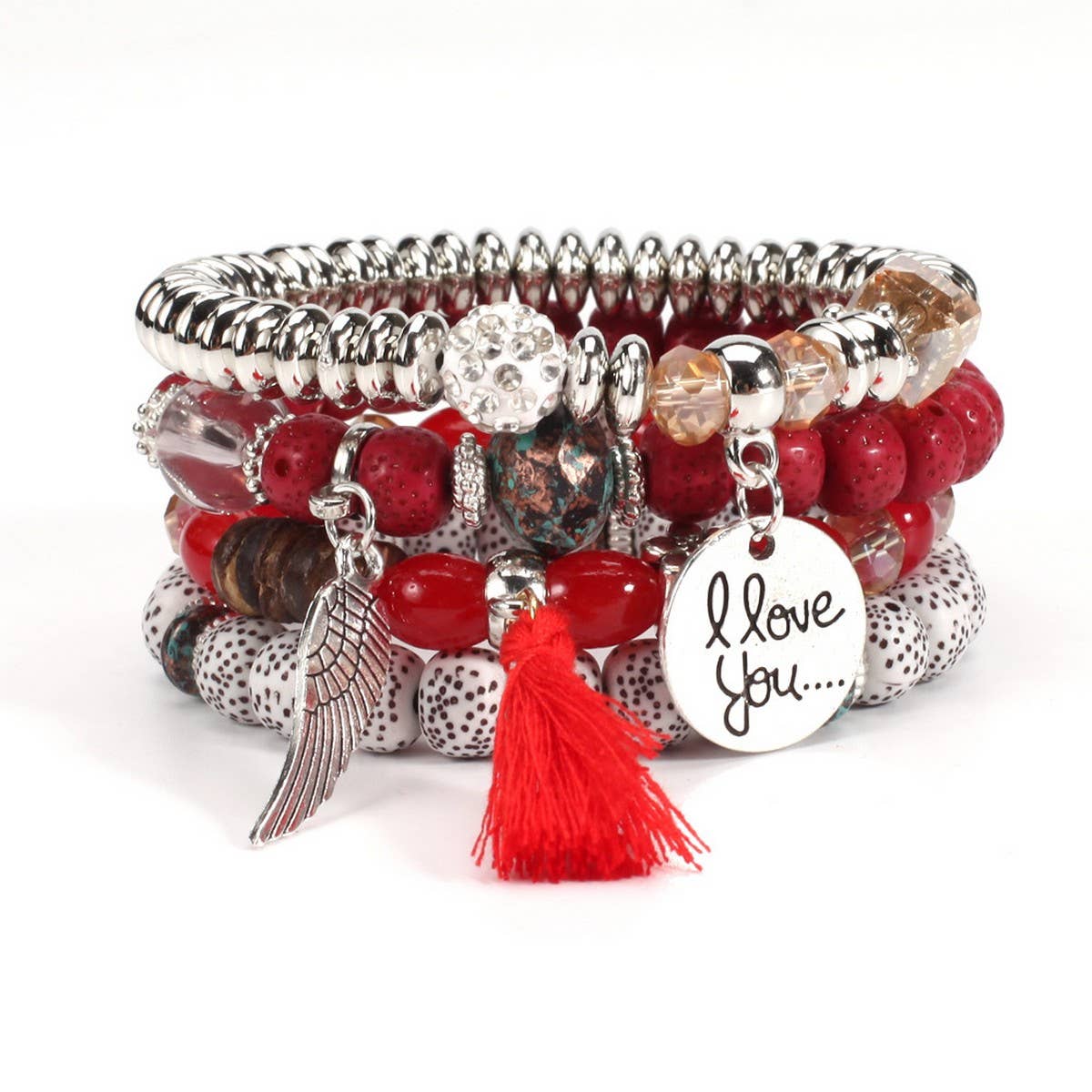 CWMM10449_BOHO WING CHARM MULTI LAYER BUDDHA BEAD BRACELET
