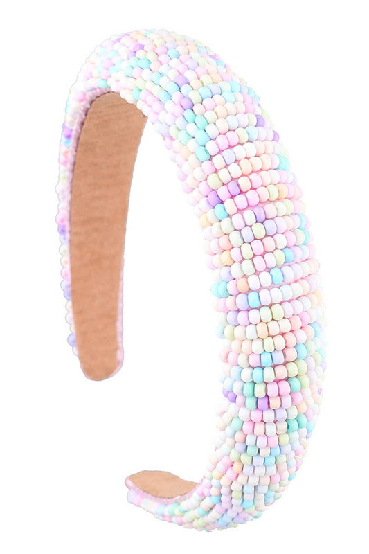 COLORFUL RICE BEADS DECKED HEAD HOOP HEADBAND_CWAHA0122