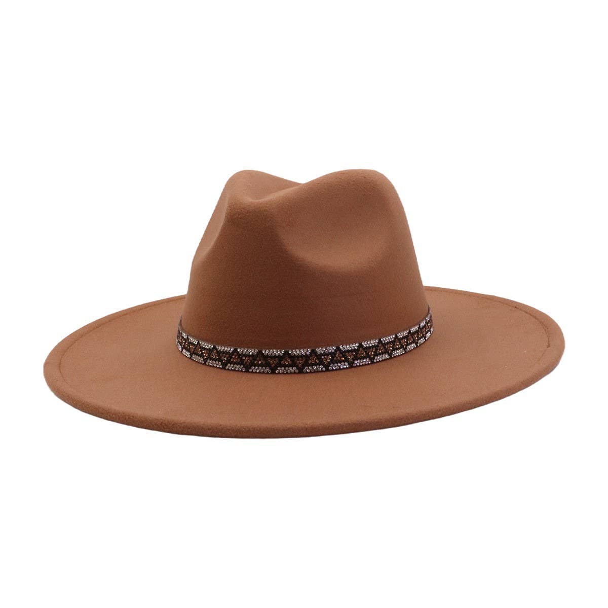 Heart Top Wide Brim Wool Blend Fedora Hat for All_CWAH04378