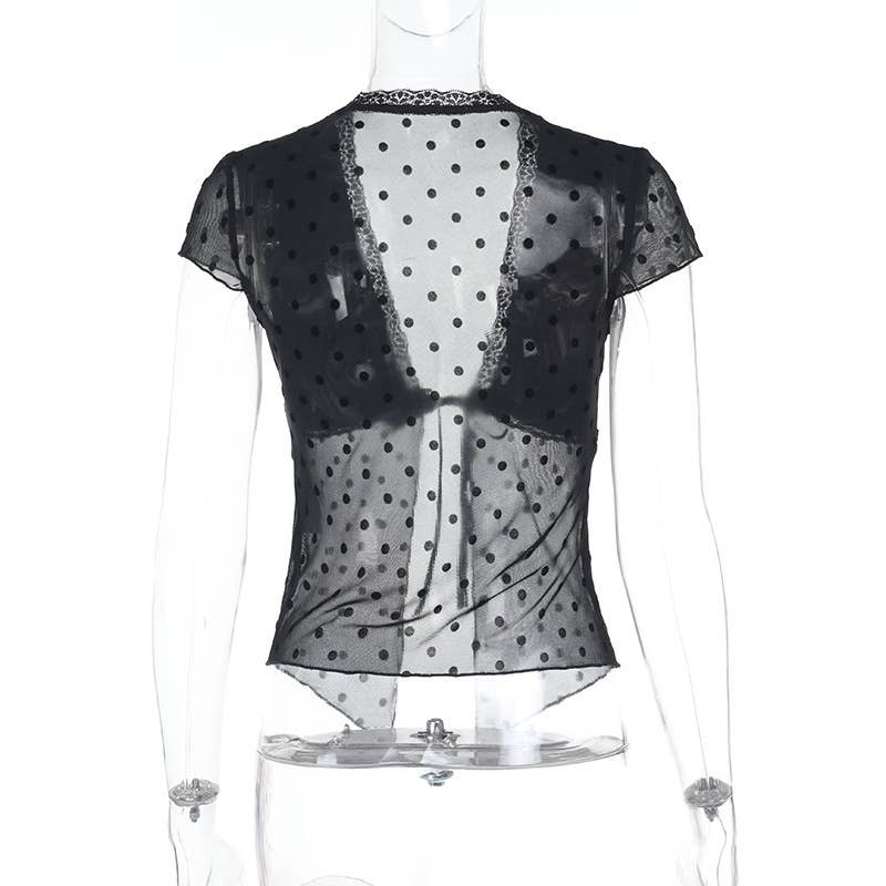 Sexy Polka Dot Loose Short Sleeve Cardigan