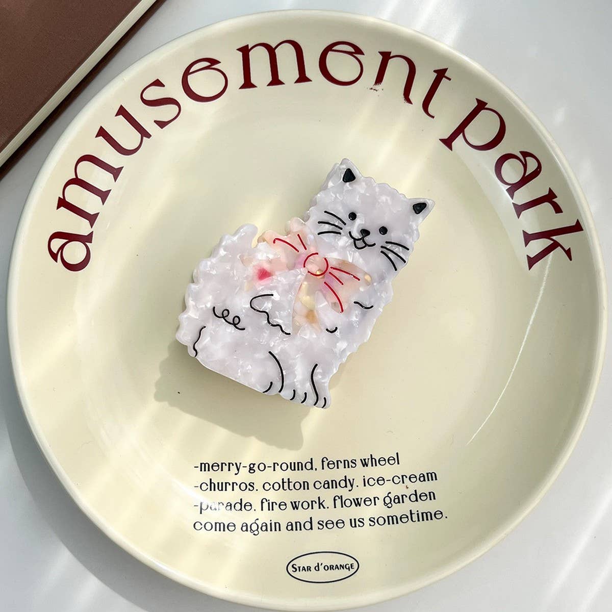 Bow Cat Acetate Hair Claw, Cute Shark Clip for Bun_CWAHA5823