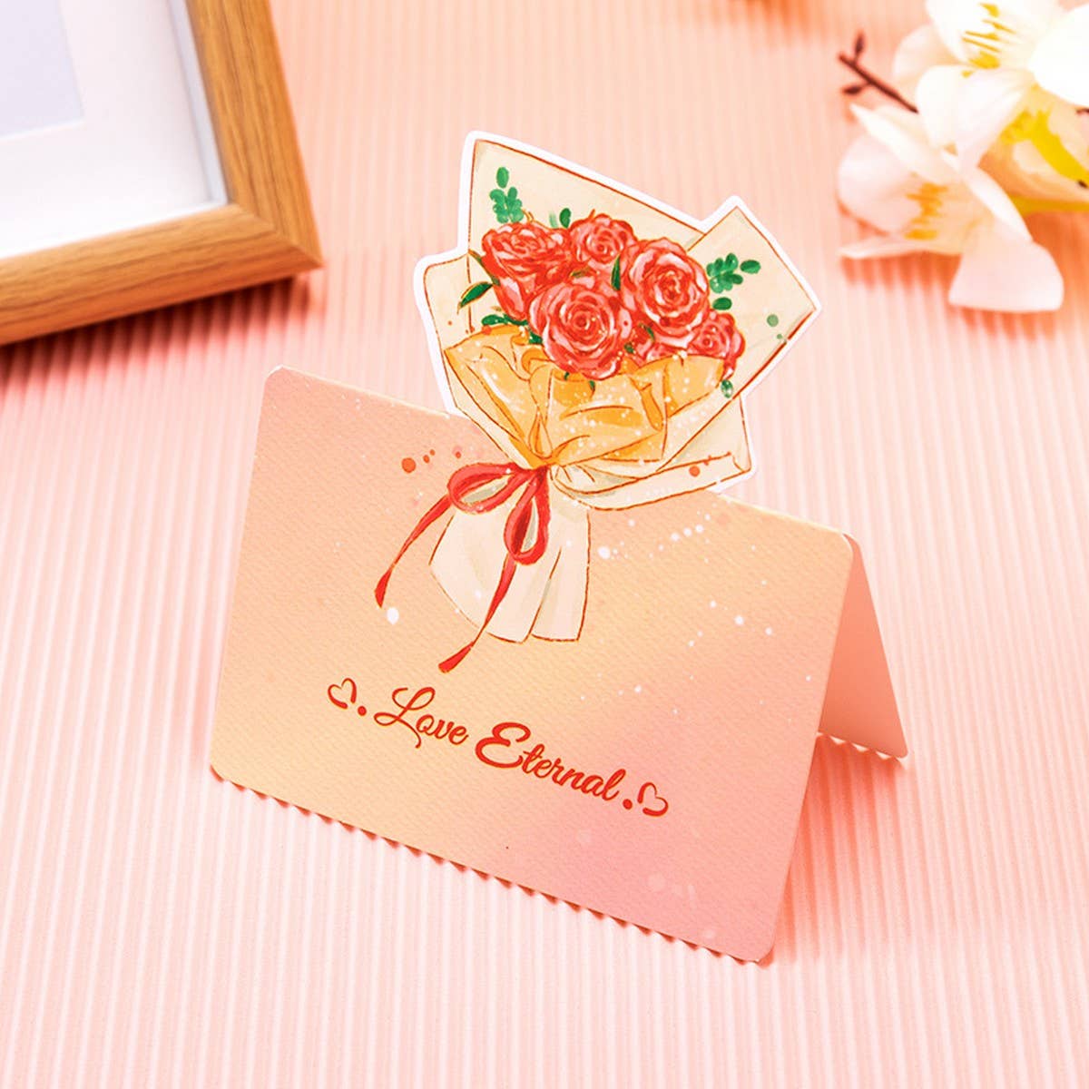 THREE-DIMENSIONAL BOUQUET FLOWER GREETING CARD