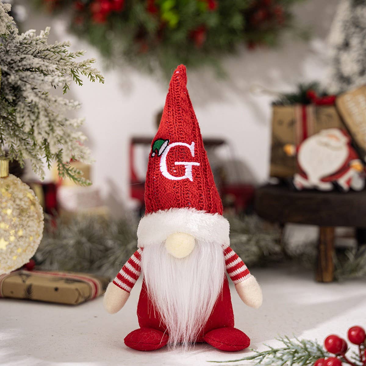 CWMM10338_CHRISTMAS KNITTED HAT GNOME RUDOLPH ORNAMENT
