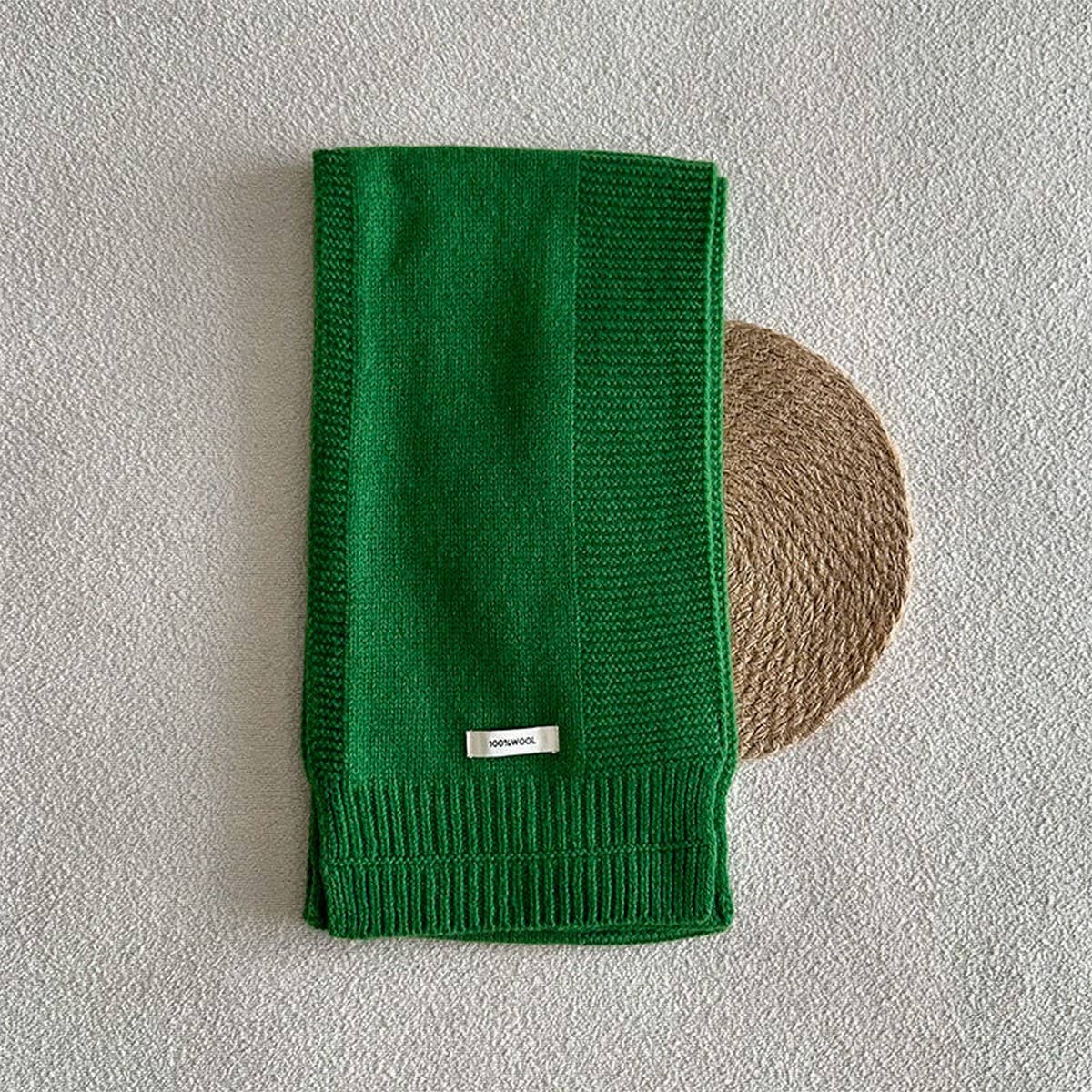 100% Wool Solid Striped Knit Scarf Unisex_CWASC2333