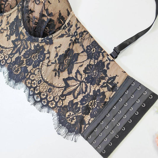 FASHIONABLE PADDED LACE HERRINGBONE BRA