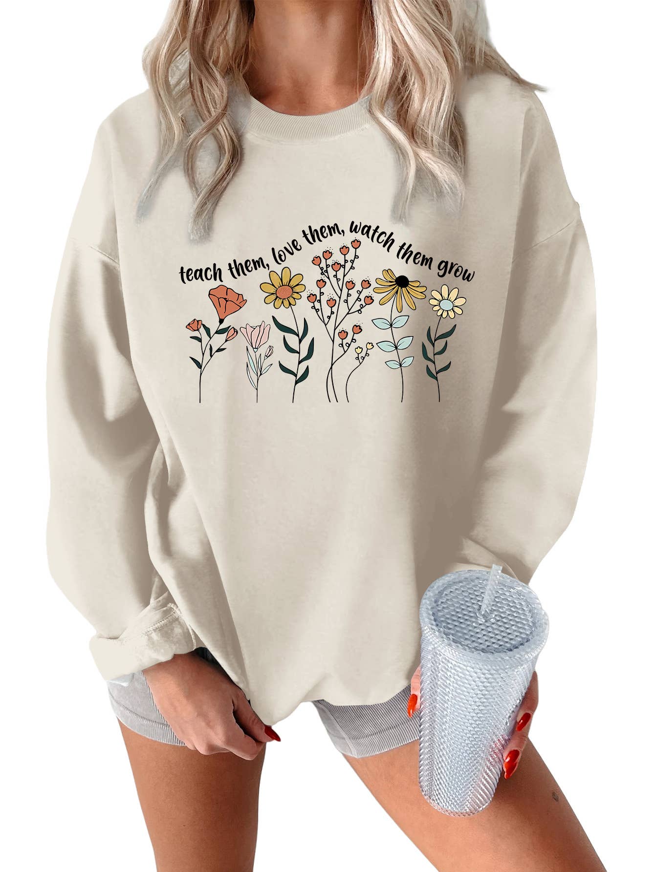 Teach them love printed thickened warm hoodie