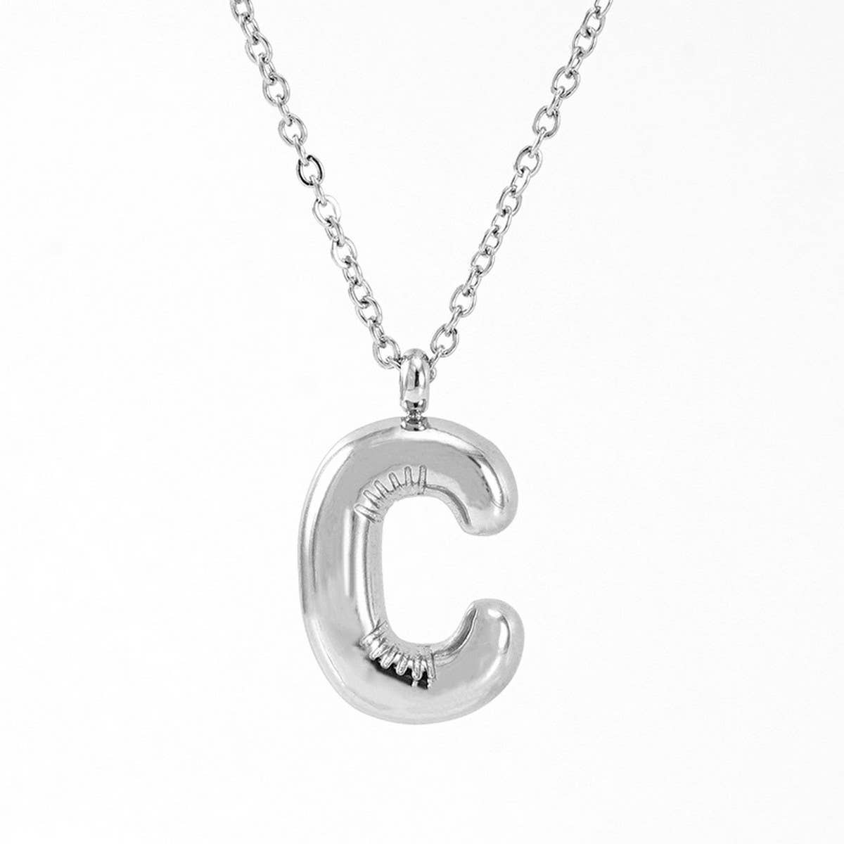 CWAJE1946_Steel Color Bubble Letter Necklace