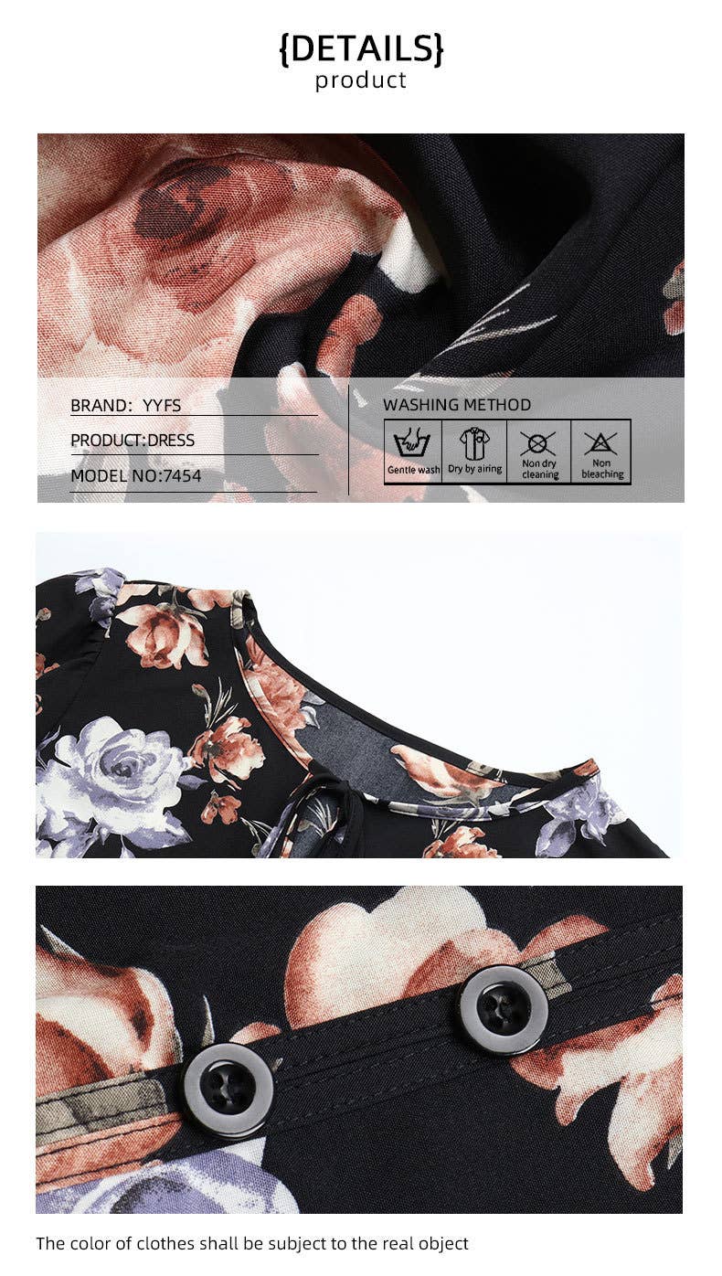 Long-sleeve lace-up print dress