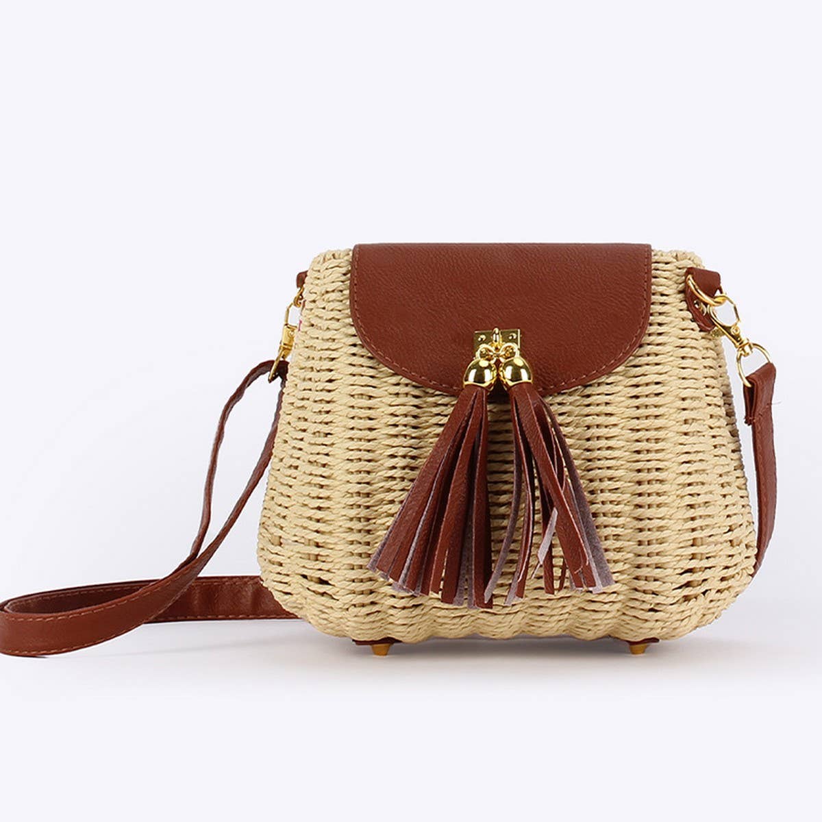 NEW RATTAN SMALL FRESH SOLID COLOR HAND-WOVEN BAG_CWAB4697
