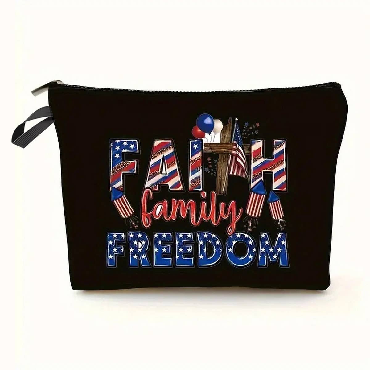 BLACK DOUBLE-SIDED PRINTED COSMETIC BAG_CWAB2262