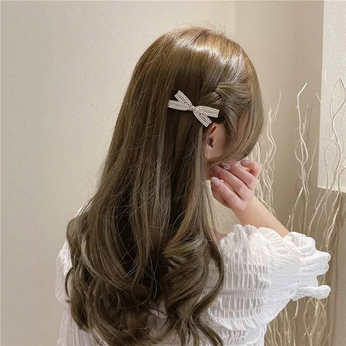 PEARL DIAMOND SIDE CLIP BANGS CLIP CROSS HAIRPIN_CWAHA4746