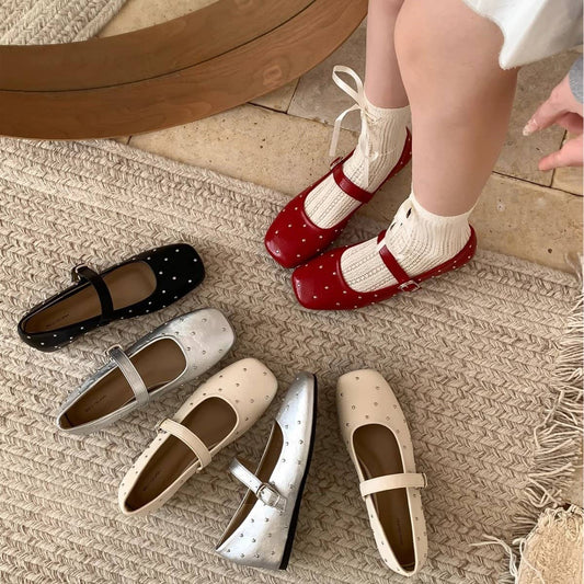 Retro Star Studded Platform Mary Jane Flats_CWSHF0112