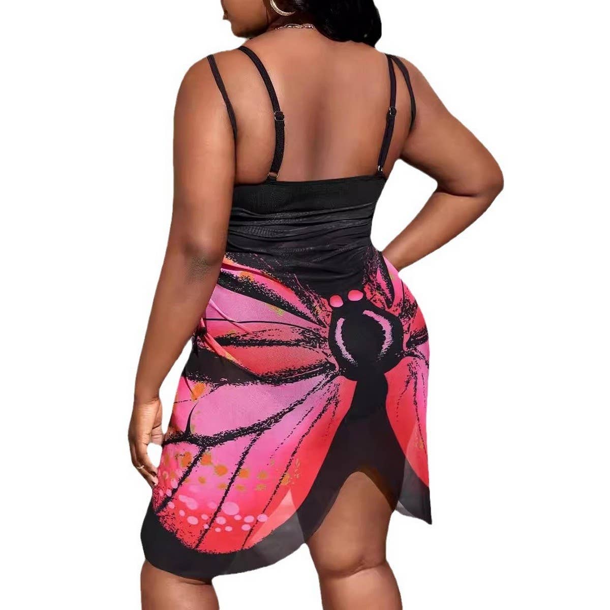 3D Butterfly Print Mesh Beach Dress, Sexy & Comfy_CWBLS0497