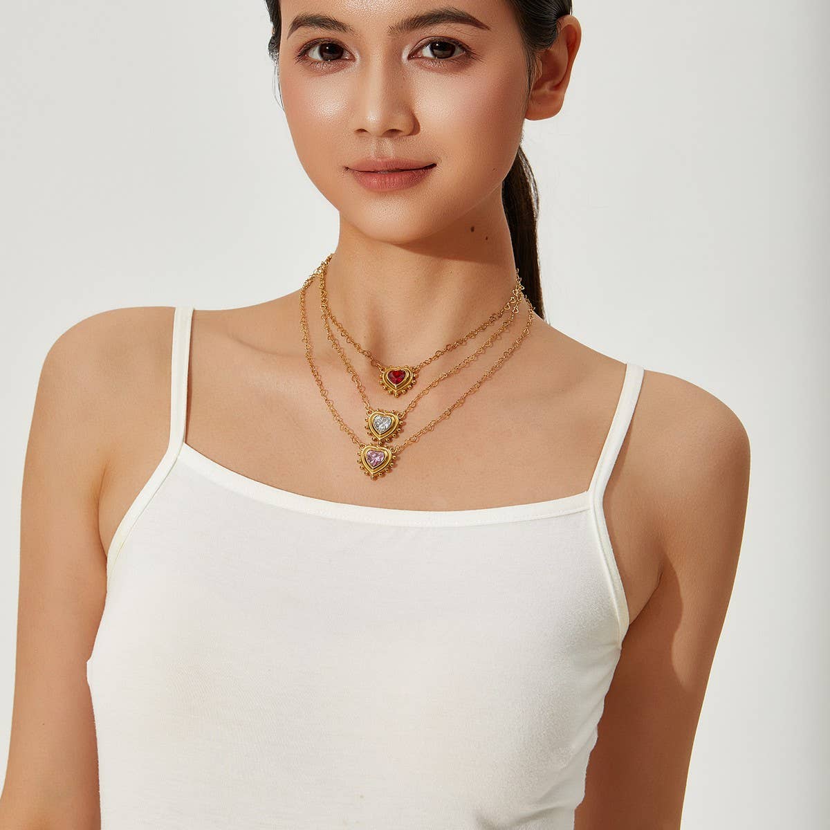 Minimalist Stainless Steel Heart Zircon Necklace