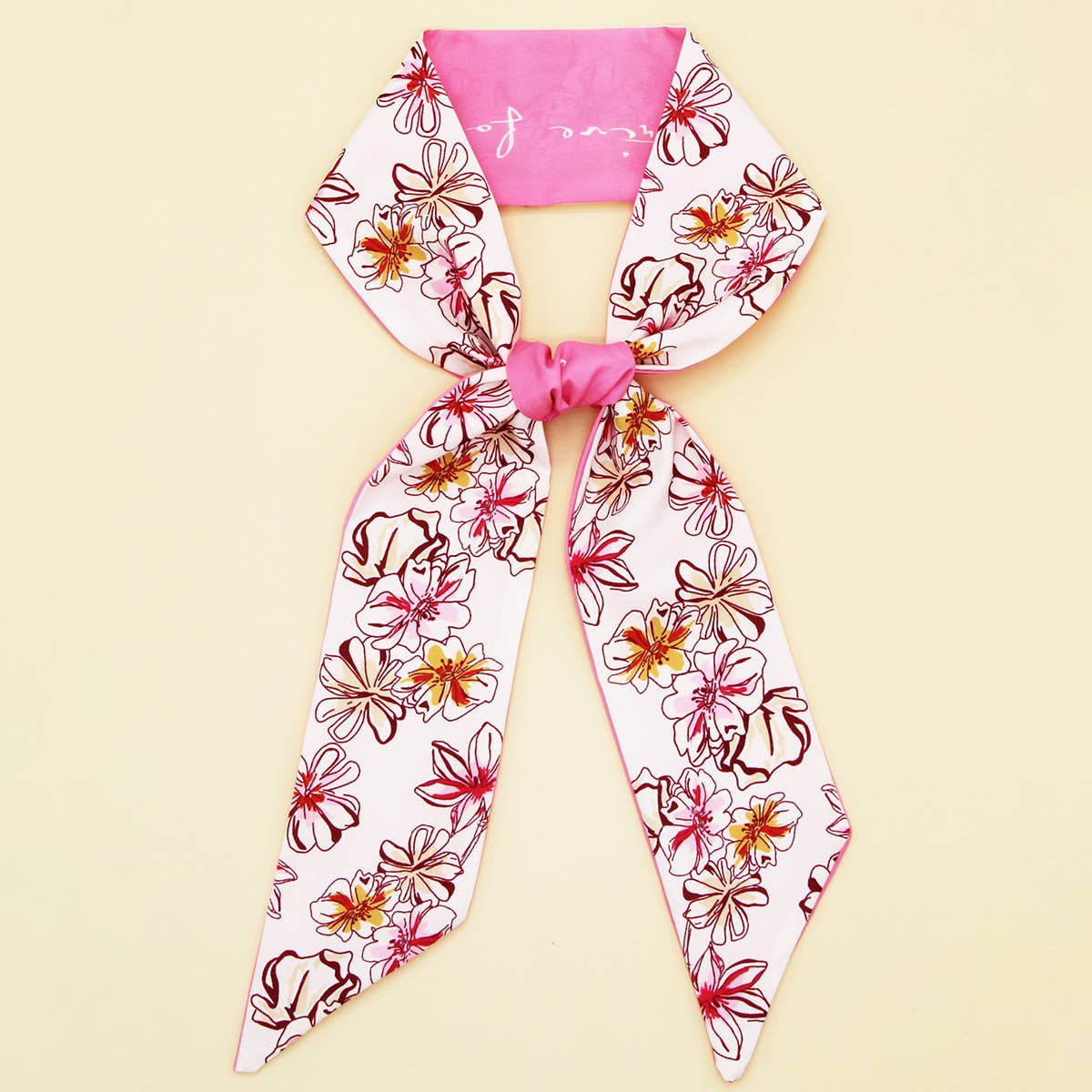 Floral Letter Twilly Scarf for Hair & Bag Accessor