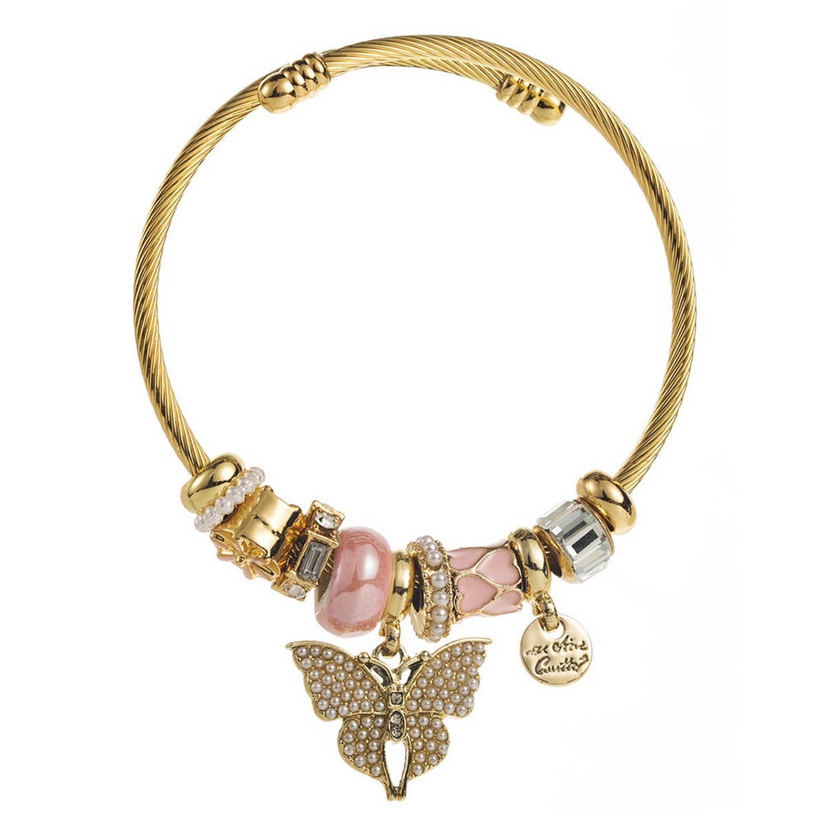 DIY Stainless Steel Beaded Bracelet with Butterfly