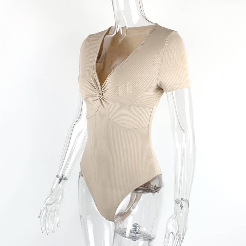 SLIM-FIT KINK SHORT SLEEVE PIT STRIP JUMPSUIT