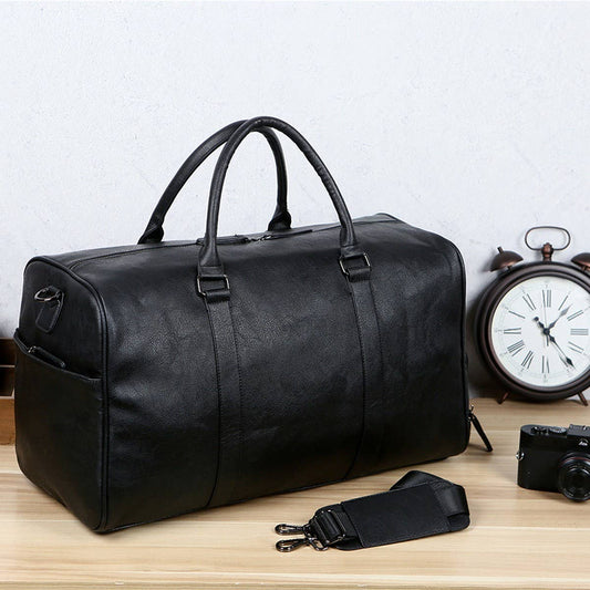 Large Leather Travel Duffel for Men, Shoe Storage_CWAB5174