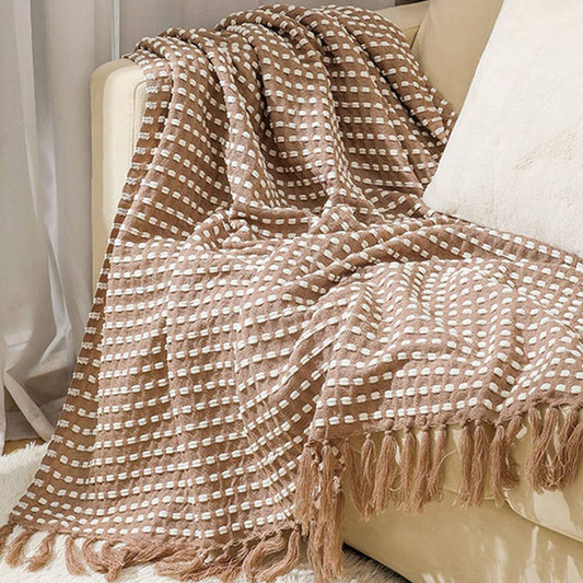 LIGHTWEIGHT COZY BRAIDED STRIPED THROW