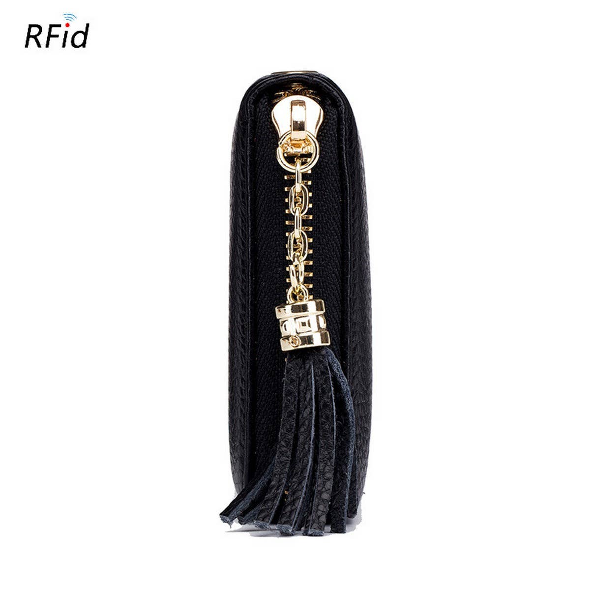 ZIPPER TASSEL ANTI-THEFT BRUSH LEATHER WALLET_CWAB3731
