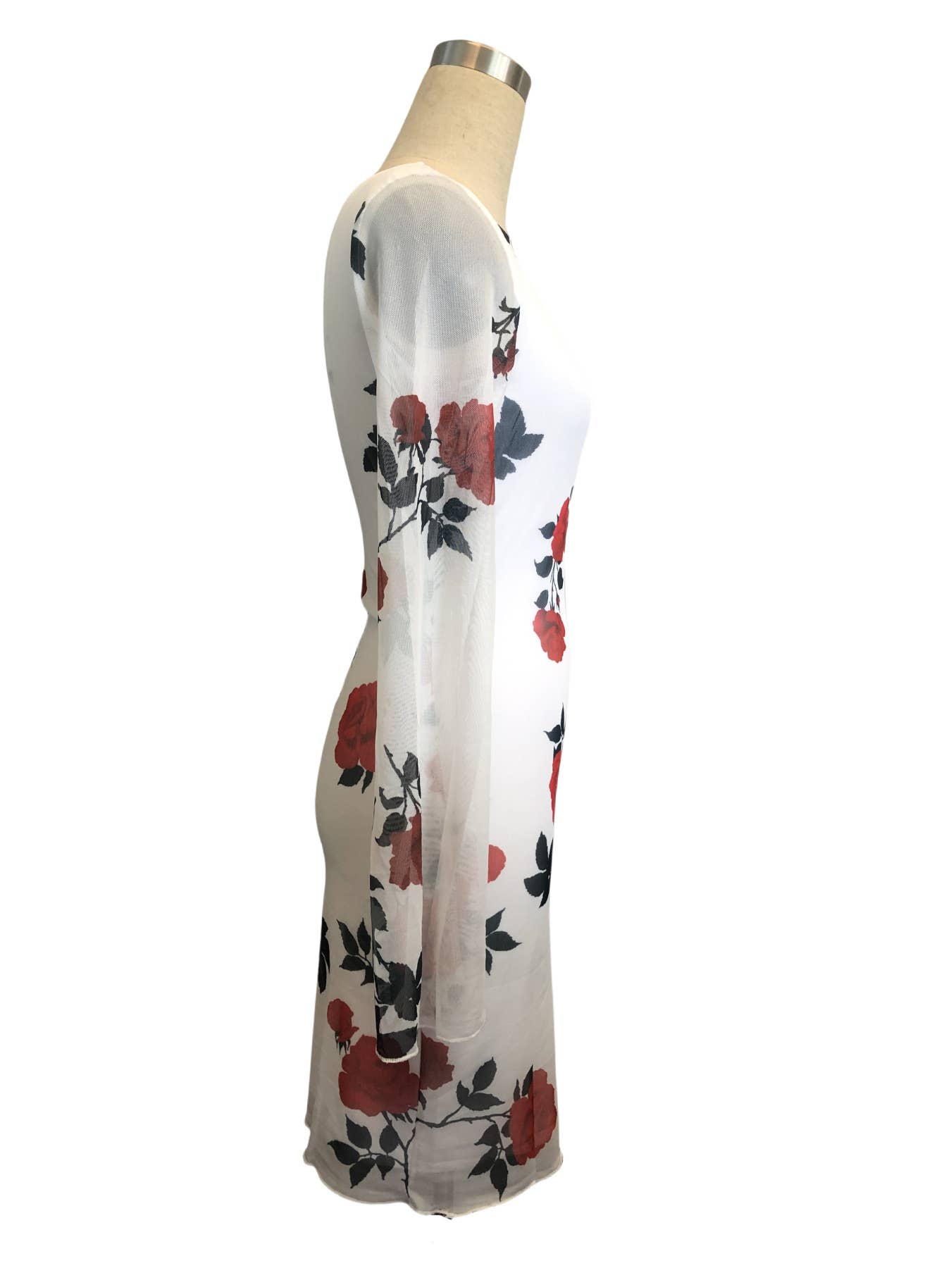 Sexy floral backless tulle flared sleeve dress