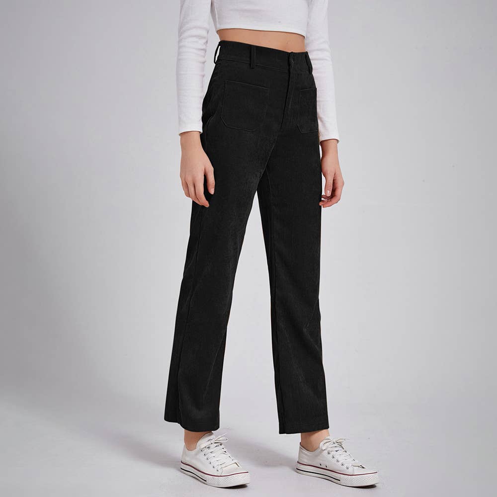 Stylish casual slim straight tube corduroy pants
